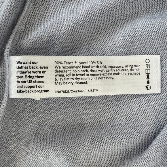 EILEEN FISHER Top Womens M Pale Periwinkle Tunic Tencel Silk Resort Wear Cruise - Picture 11 of 11